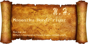Moseszku Honóriusz névjegykártya